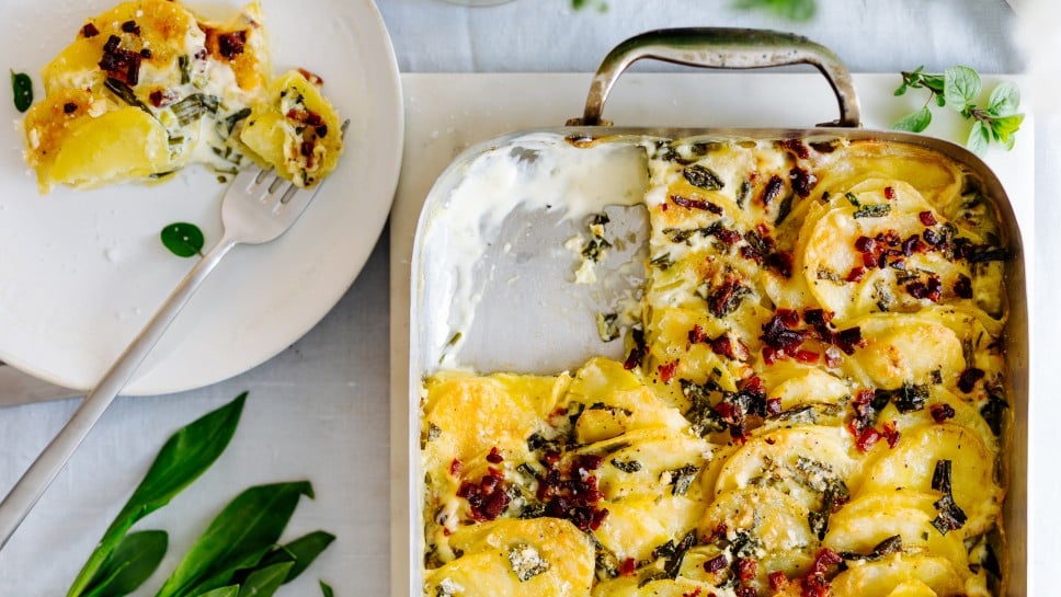 knuspriges Bärlauch Kartoffel Gratin