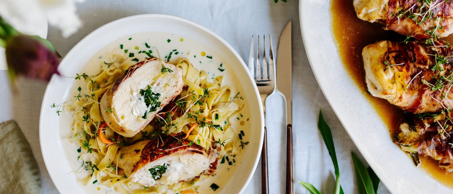  gefüllte Hühnerbrust mit Bärlauch und Ricotta