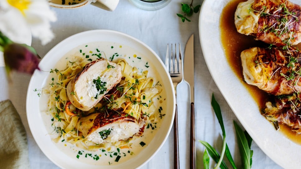  gefüllte Hühnerbrust mit Bärlauch und Ricotta