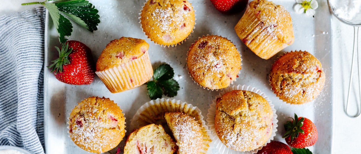 Flaumige Erdbeermuffins