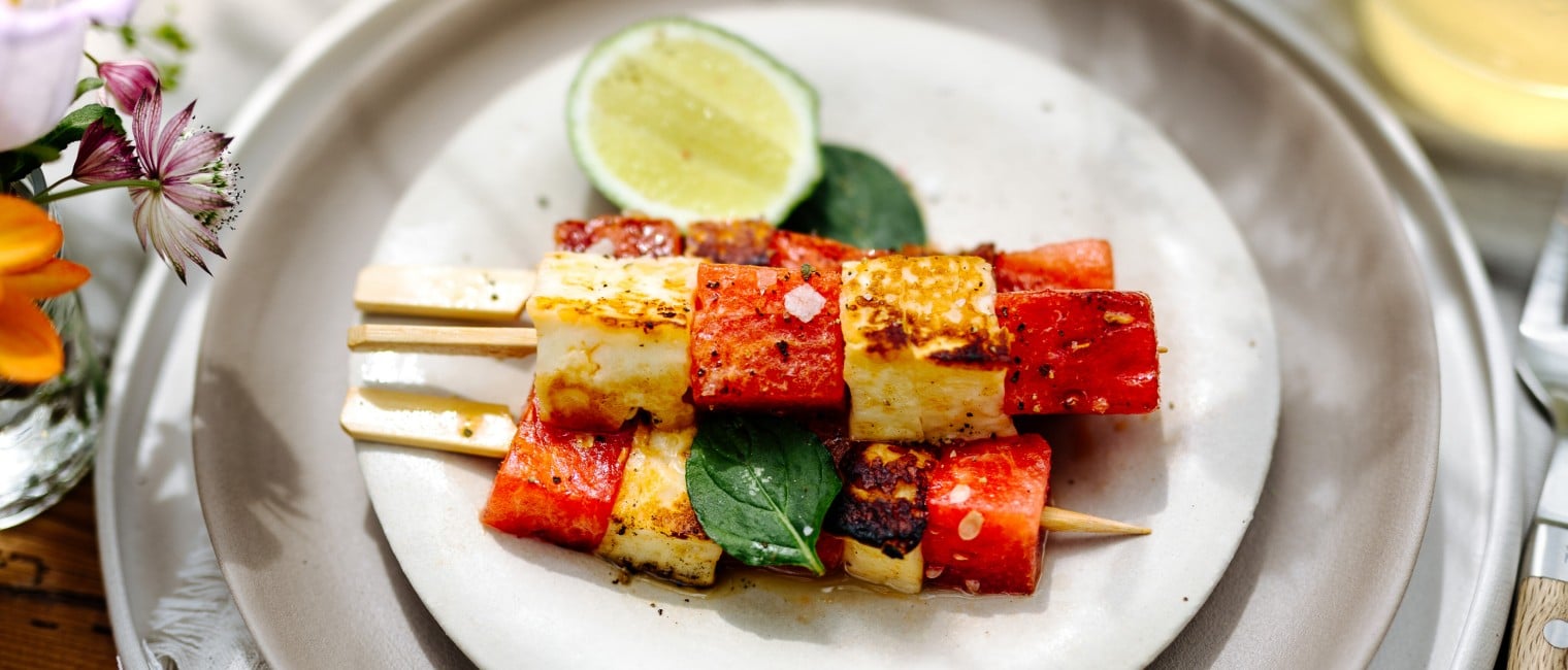 Wassermelonen-Halloumi-Spieß