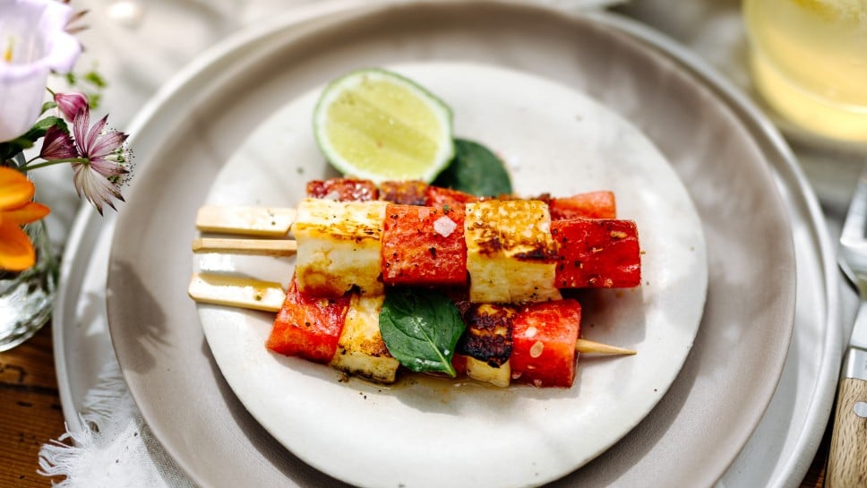 Wassermelonen-Halloumi-Spieß