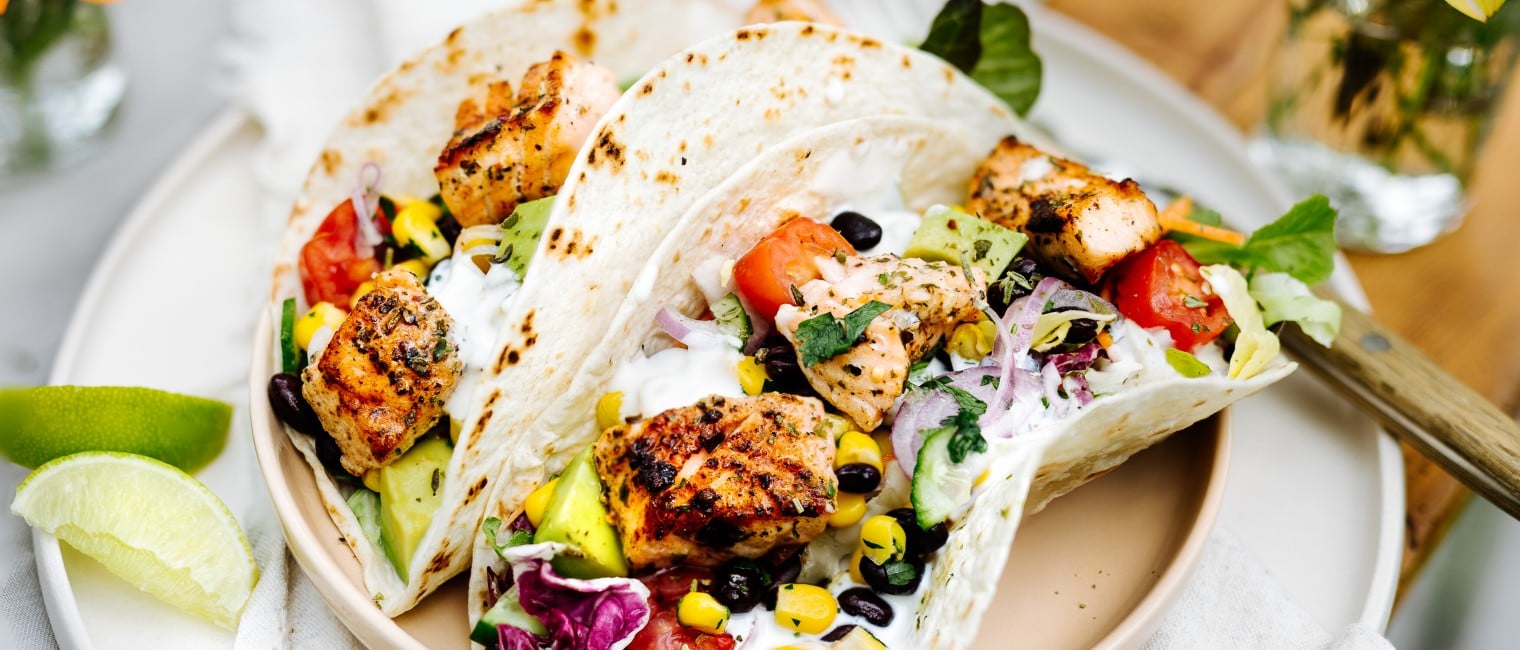 Tacos mit gegrilltem Lachs