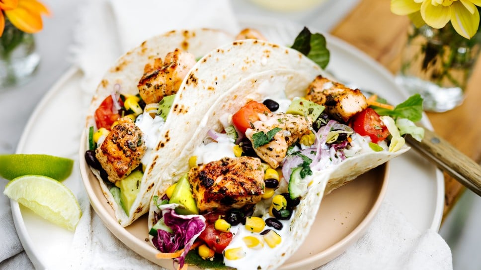 Tacos mit gegrilltem Lachs