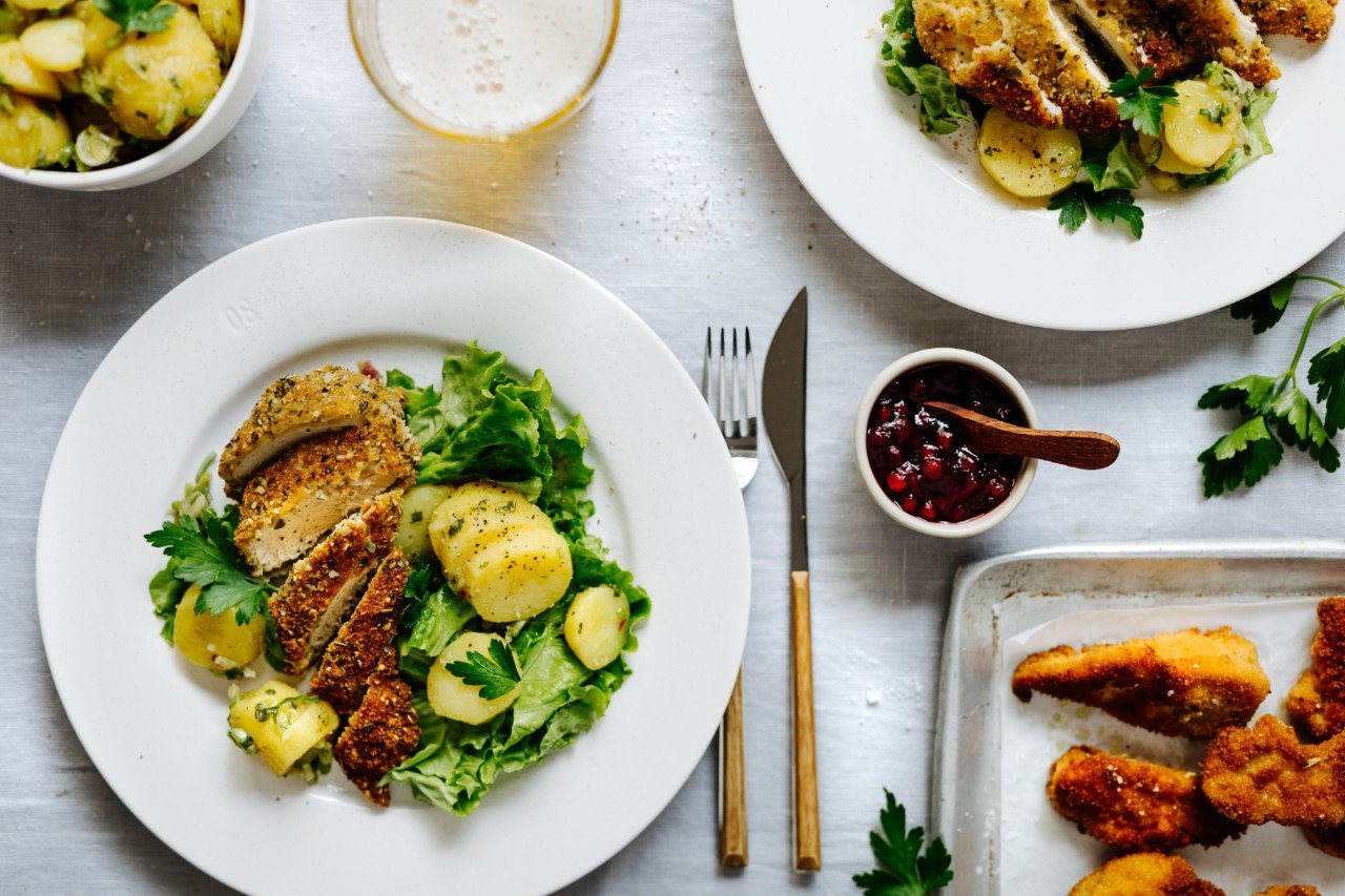 Backhendlsalat mit Kürbiskernöl