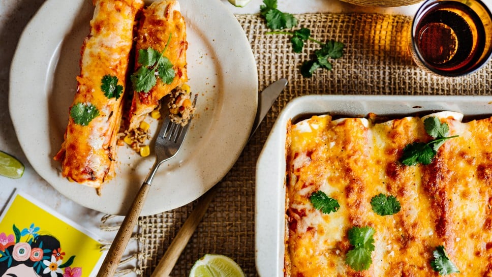 Überbackene Enchiladas mit Hackfleisch