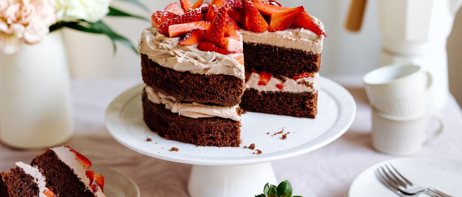 Brownie Torte mit Erdbeeren 
