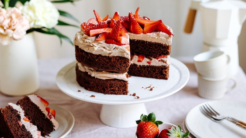 Brownie Torte mit Erdbeeren 
