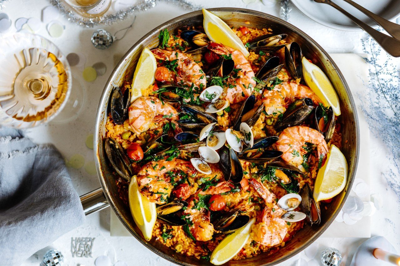 Einfache Paella mit Meeresfrüchten Einfache Paella mit Meeresfrüchten