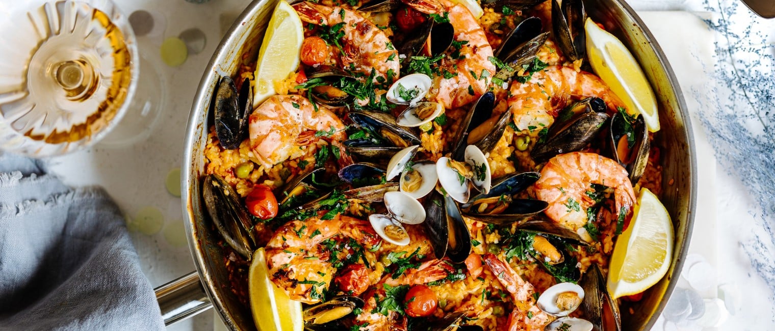 Paella mit Meeresfrüchten