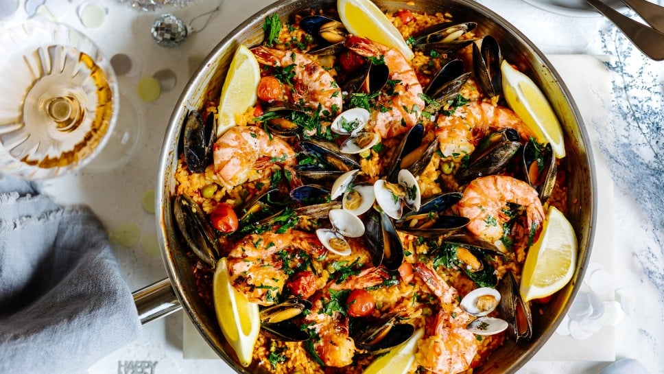 Paella mit Meeresfrüchten