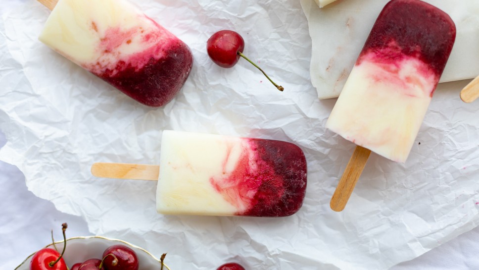 SPAR Mahlzeit, Kirsch, Popsicles,  Kirsch-Jogurt-Popsicles