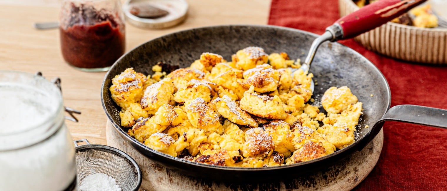 Süßer Polenta Topfen Schmarren mit Röster