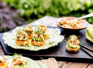 Crispy Sushi Bites mit Räucherlachstatar