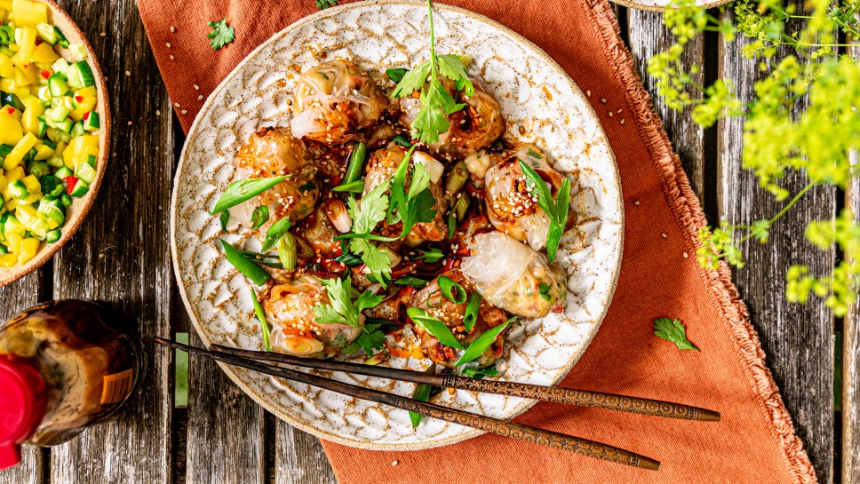 Reispapier-Dumplings mit Garnelenfüllung
