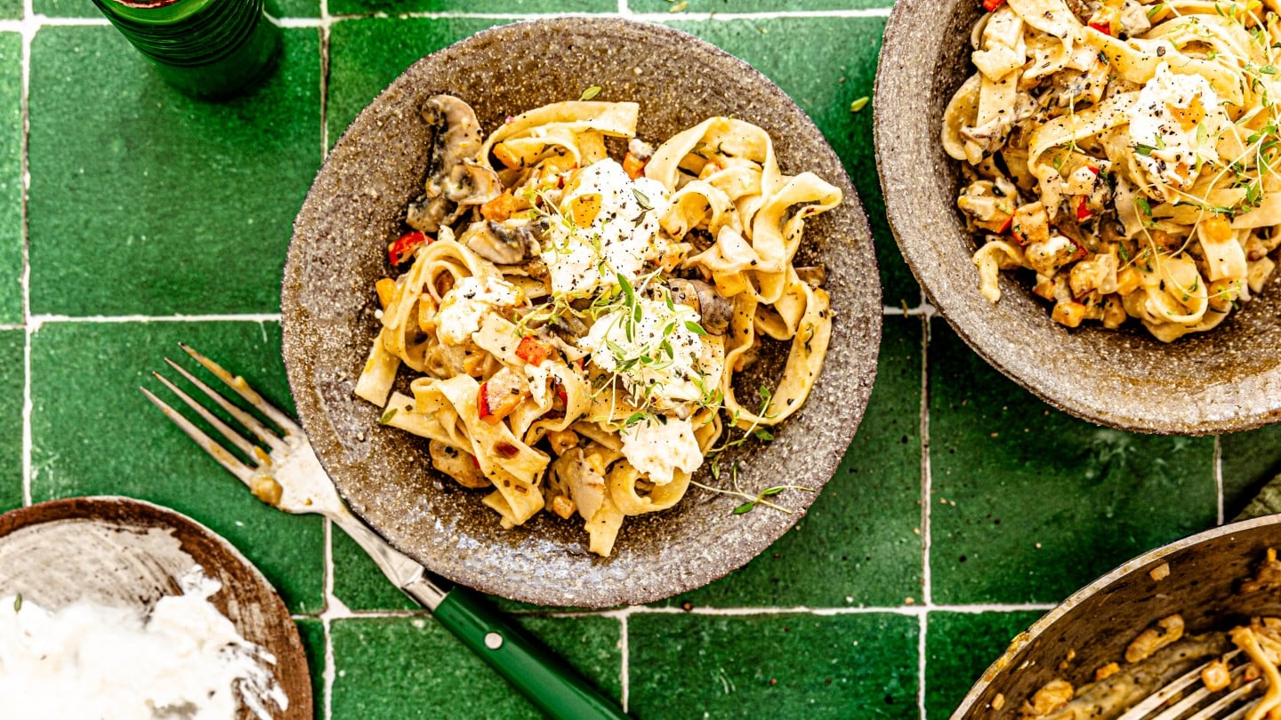 Kürbis Pilz Pasta mit Trüffel Burrata