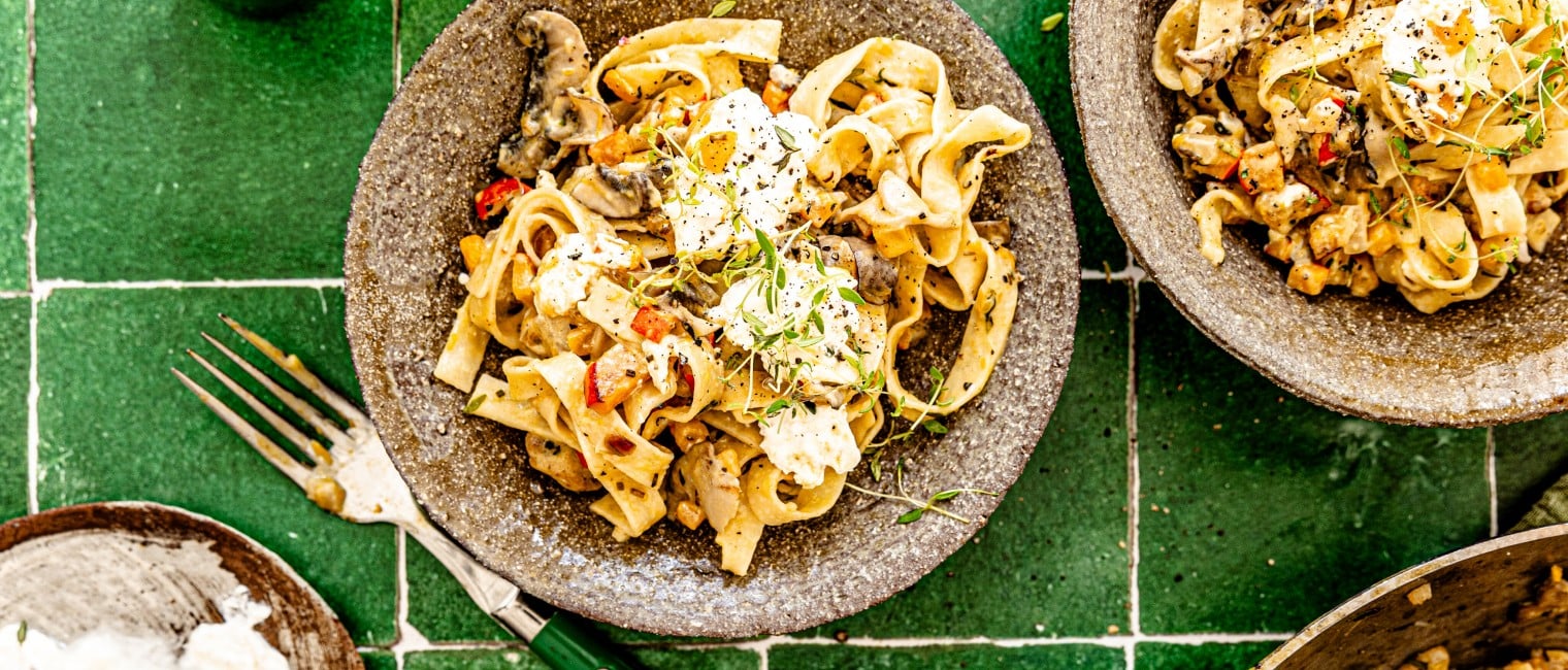 Kürbis Pilz Pasta mit Trüffel Burrata