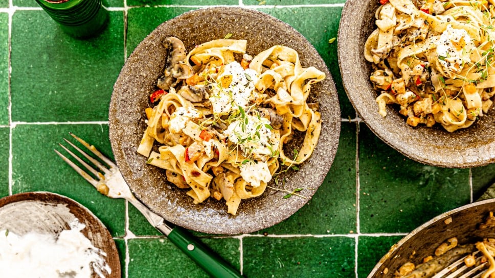 Kürbis Pilz Pasta mit Trüffel Burrata