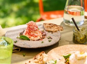 Geeiste Tomate auf Burrata
