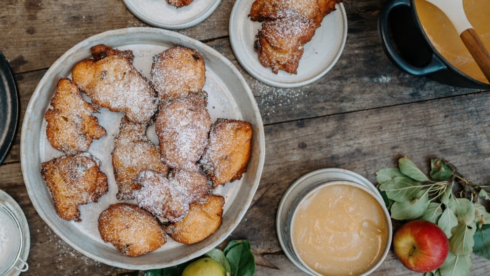 Gebackene Mäuse mit Apfel-Birnenmus