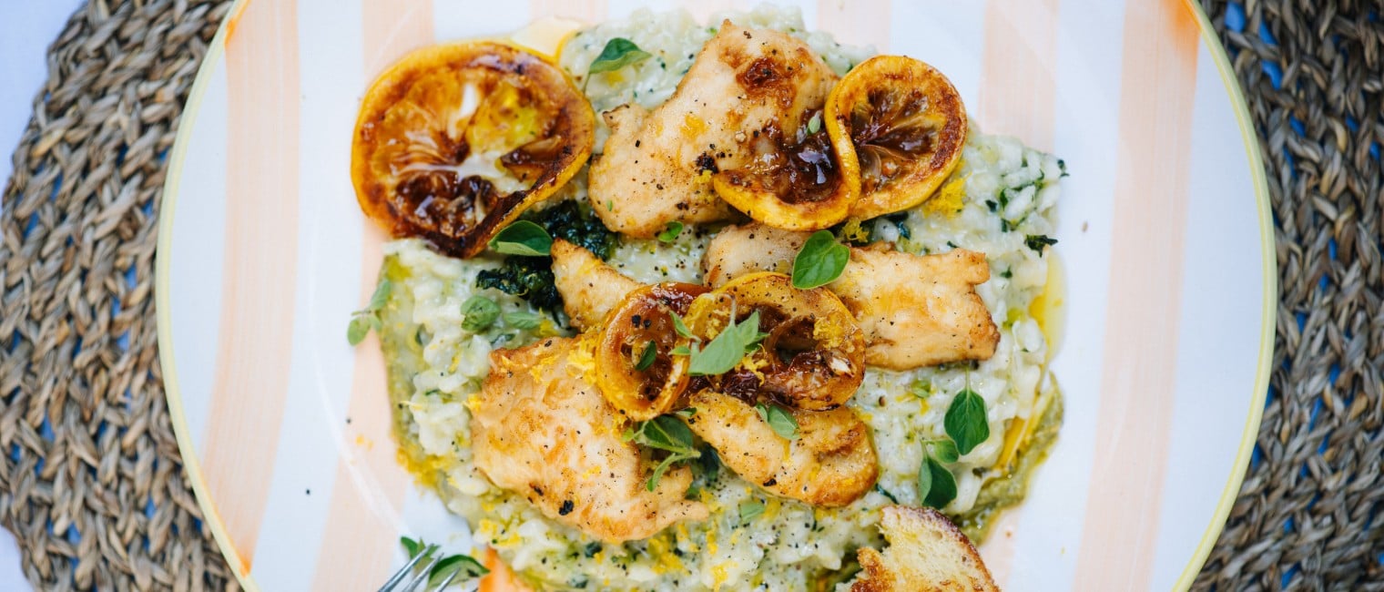 Zitronenhuhn mit Wildkräuter-Risotto