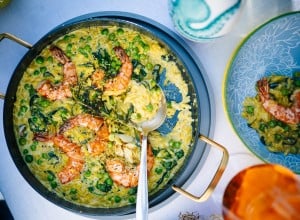 Garnelen Orzo-Pfanne