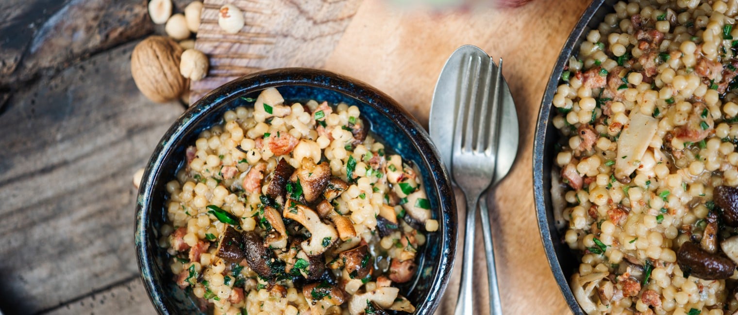 Fregola Sarda mit Pilzen Nüssen
