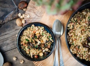 Fregola Sarda mit Pilzen Nüssen