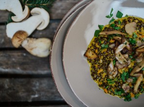 SPAR Mahlzeit Cremiges Berglinsenrisotto mit Kürbis und Pilzen