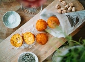 SPAR Mahlzeit Safran-Arancini mit Lavendel und Pistazien