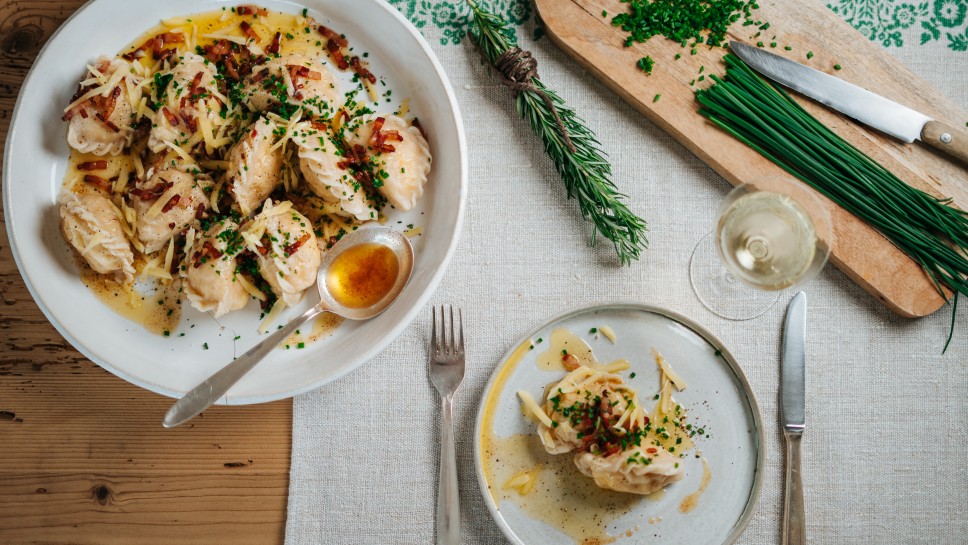 SPAR Mahlzeit Polentanudeln mit Gailtaler Speck und Almkäse
