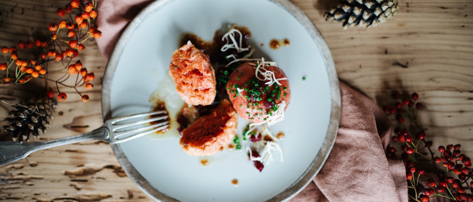 SPAR Mahlzeit Rote-Rüben-Knödel mit Kren und Schnittlauch