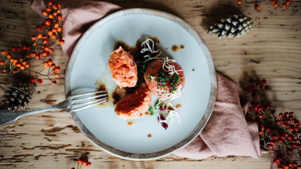 SPAR Mahlzeit Rote-Rüben-Knödel mit Kren und Schnittlauch