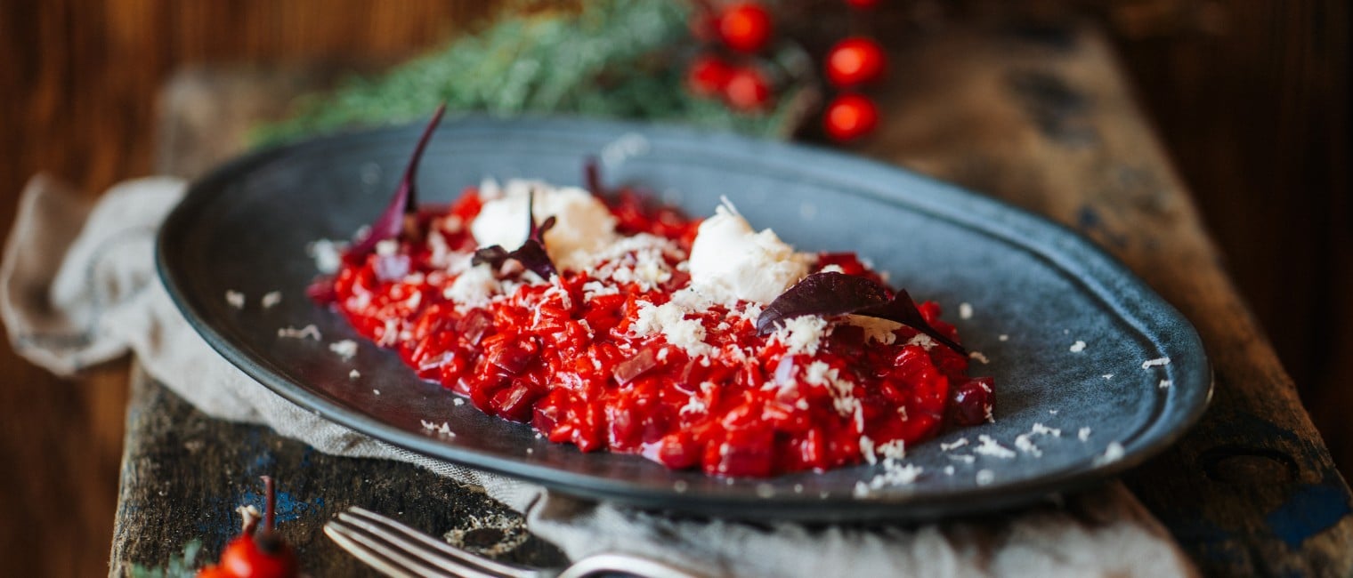 SPAR Mahlzeit Rote Rüben Risotto mit Schafskäse und Kren