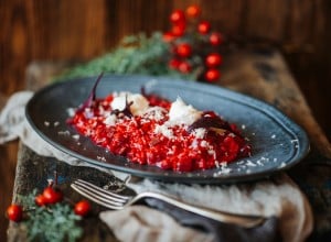 Rote Rüben Risotto mit Schafskäse und Kren