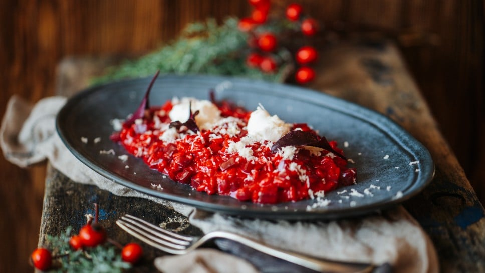 SPAR Mahlzeit Rote Rüben Risotto mit Schafskäse und Kren