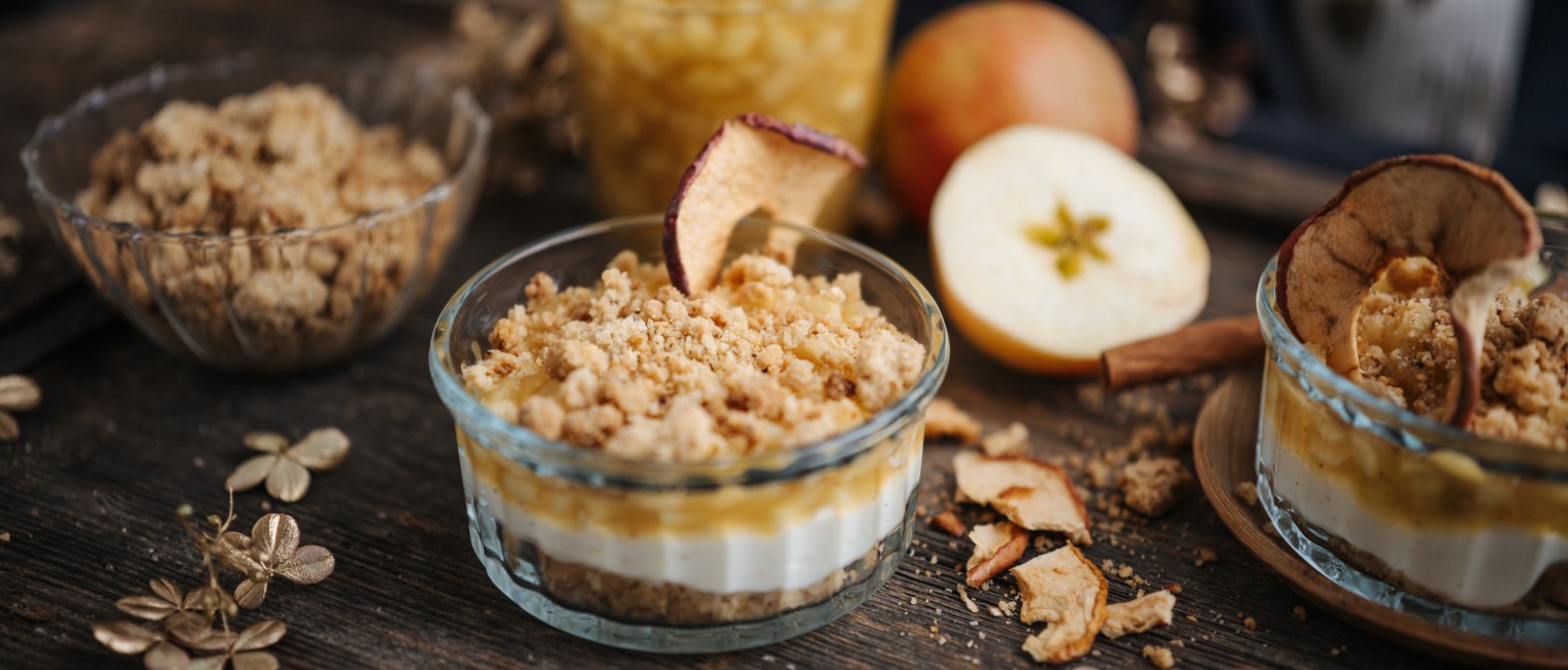 Bratapfel Crumble in Glas