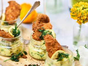 SPAR Mahlzeit Knusprige Handschnitzel mit cremigem Kartoffel-Artischocken