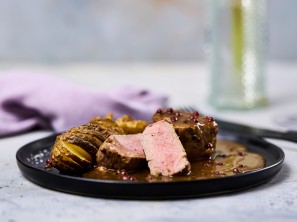 SPAR Mahlzeit Pilzrahmsauce und Hasselback Kartoffel