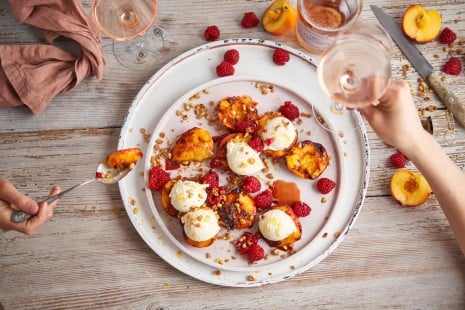 SPAR Mahlzeit Gegrillter Pfirsich mit Mascarpone-Dip
