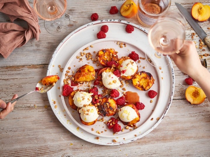 SPAR Mahlzeit Gegrillter Pfirsich mit Mascarpone-Dip
