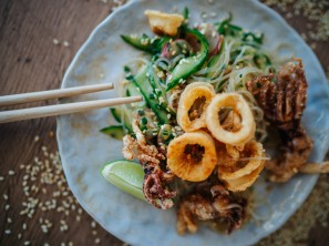 SPAR Mahlzeit Frittierte Tintenfischringe aus dem Wok