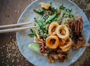 SPAR Mahlzeit Frittierte Tintenfischringe aus dem Wok