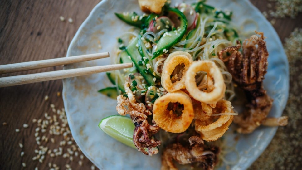 SPAR Mahlzeit Frittierte Tintenfischringe aus dem Wok