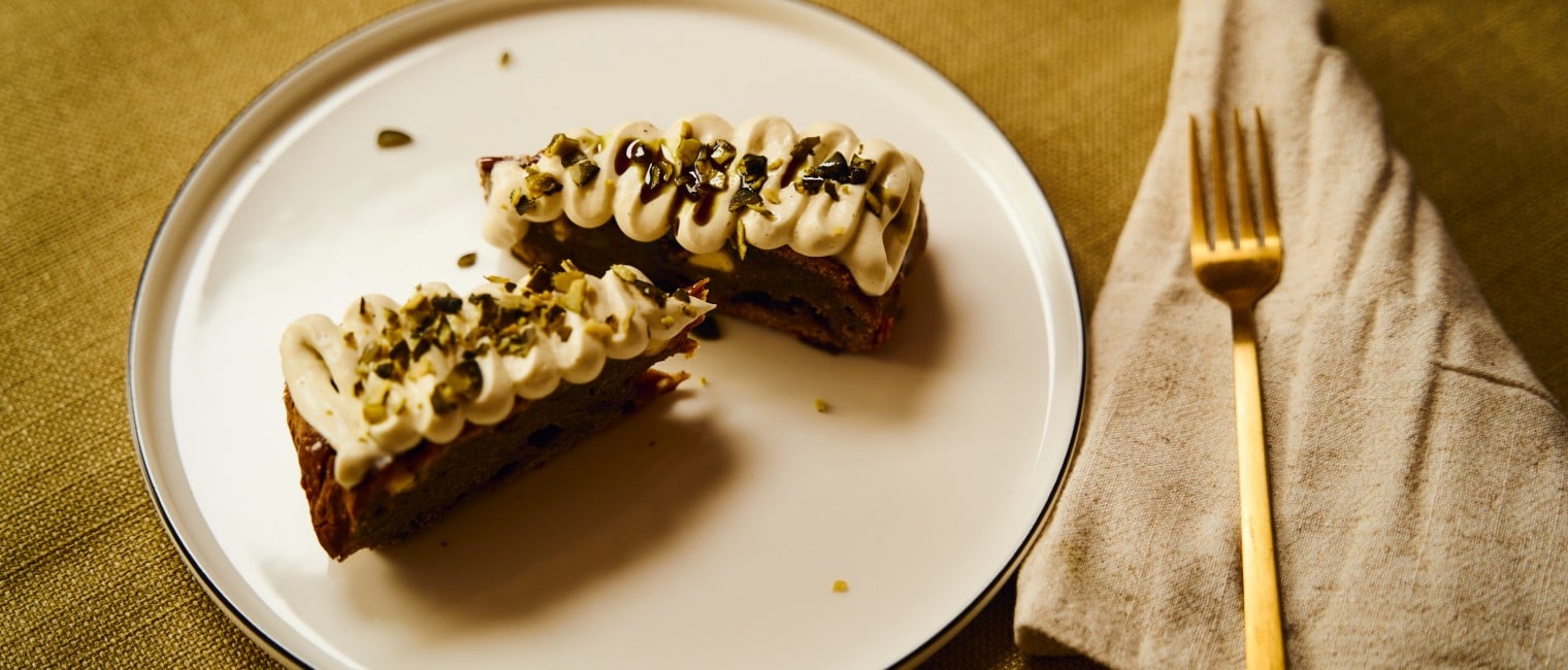 Kürbiskernkuchen mit weißer Schokolade