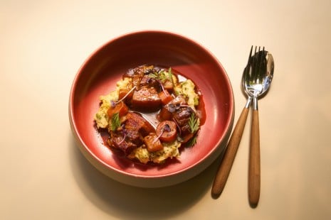 Schweinebauch in Dunkebiersauce