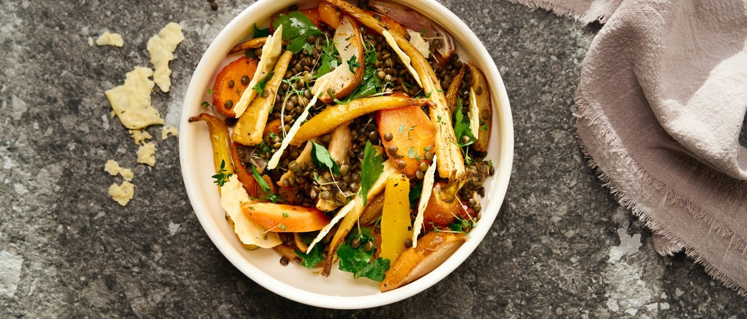 Lauwarmer Linsensalat