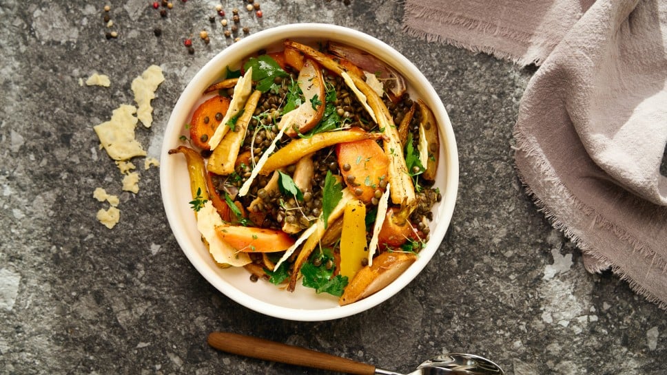 Lauwarmer Linsensalat