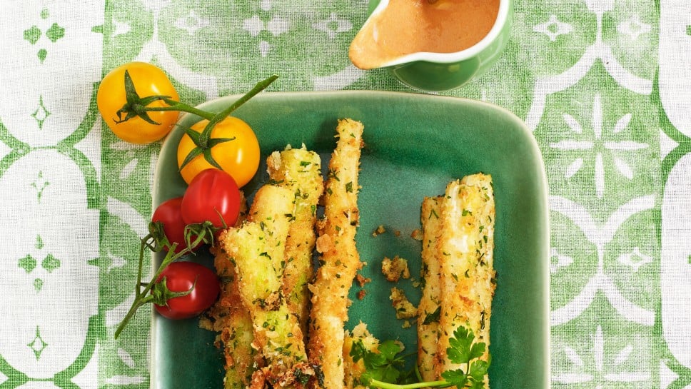 SPAR Mahlzeit gebackener Knusper-Spargel mit Tomaten-Dip