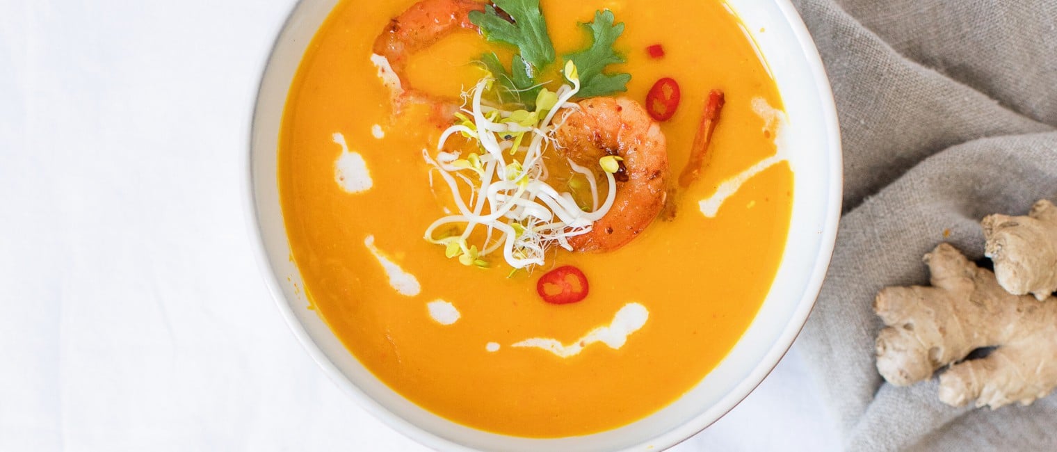 SPAR Mahlzeit Einfache Kürbissuppe mit spicy Garnelen